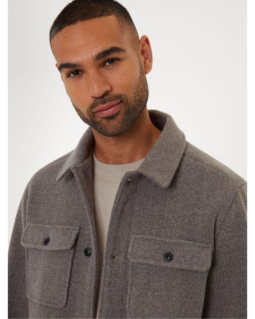Threadbare Gray Brushed Button Up Shacket for men