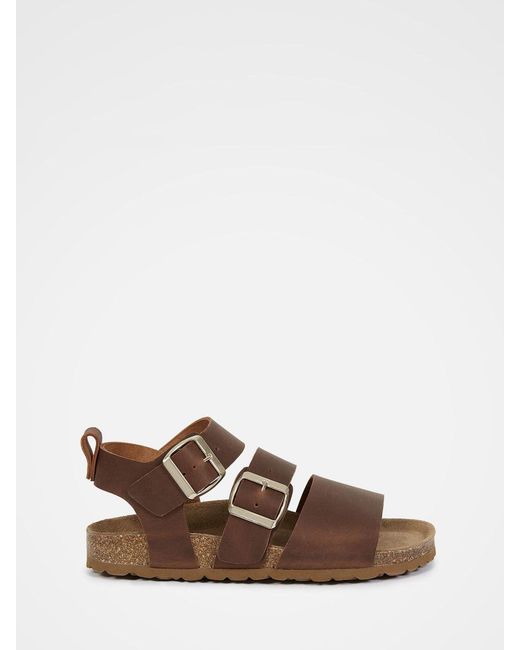 celticco Brown Celtic & Co. Triple Strap Sandals
