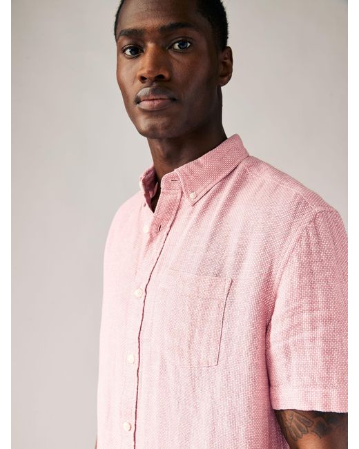 Next Kurzärmliges Hemd Aus Baumwoll-Leinenmischung in Pink für Herren
