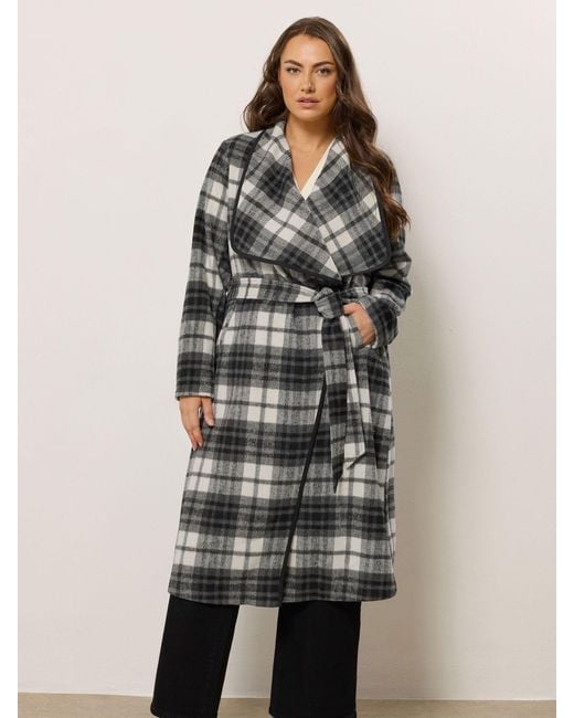 Evans Gray Checked Waterfall Coat