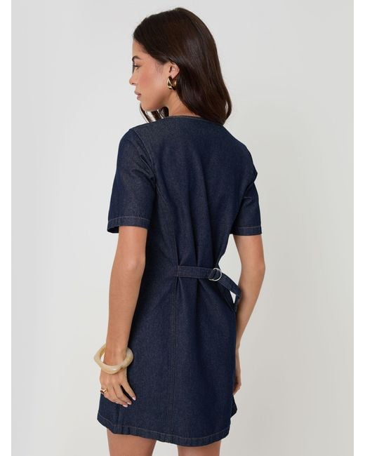 Threadbare Blue Denim Button Up Mini Dress