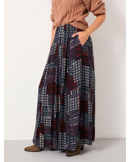 FatFace White Fatface Blanket Maxi Skirt