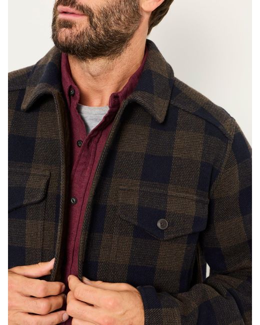 FatFace Black Fatface Milton Wool Mix Bonded Overshirt for men
