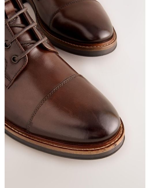 Next Brown Toecap Leather Boots for men