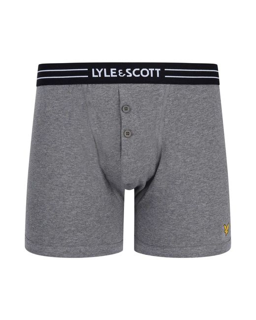 Lyle&Scott Black Lyle & Scott Multi Button Fly Boxer Trunks 3 Pack for men