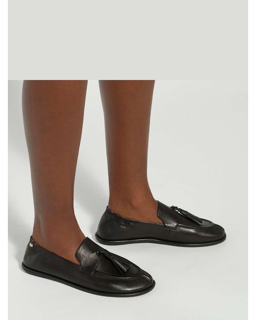 Dune Black Leather Grounding Suede Loafers