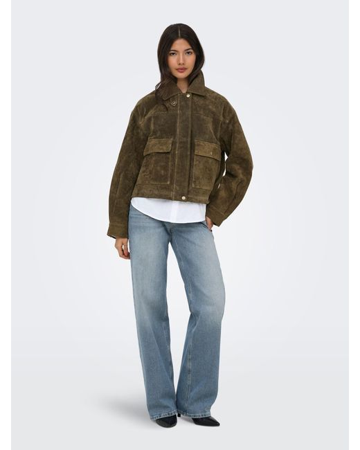 ONLY Green Suede Collared Jacket