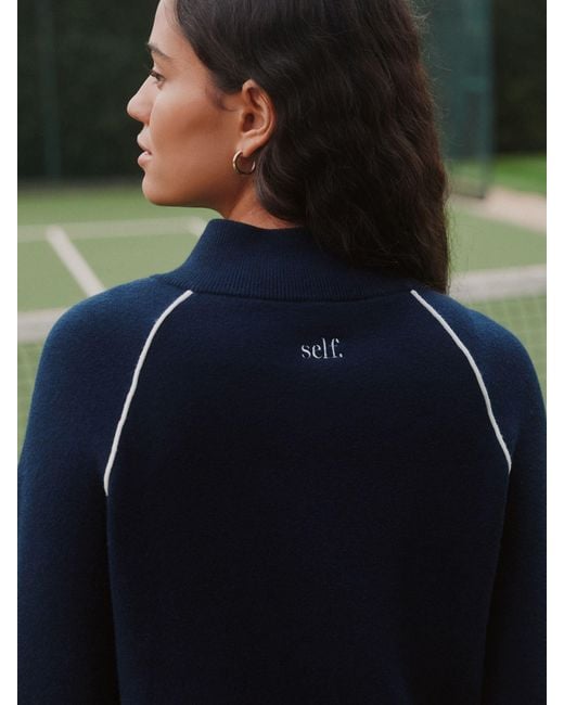 Self Blue Full Zip Knitted Track Top