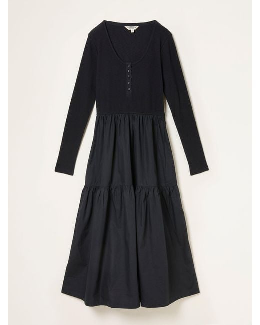 FatFace Black Fatface Louise Jersey Woven Midi Dress