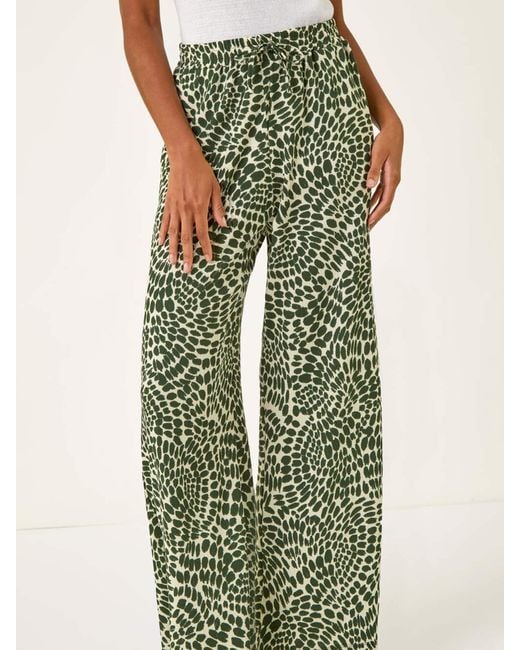 Roman Green Abstract Wide Leg Trousers