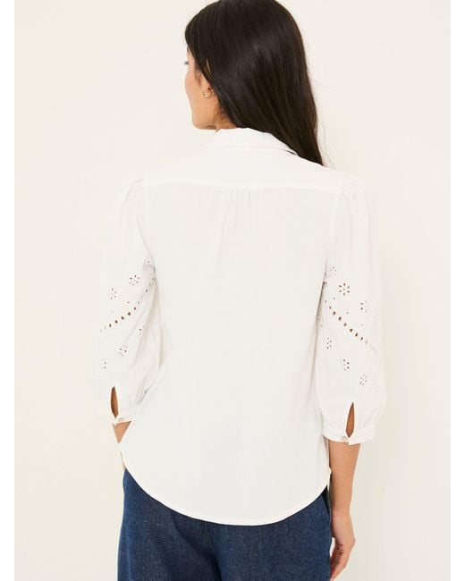 FatFace White Fatface Roxi 100% Cotton Embroidered Shirt