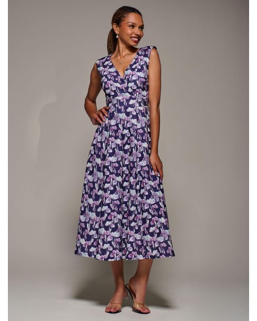 Jolie Moi Purple V-Neck Fit & Flare Scuba Midaxi Dress