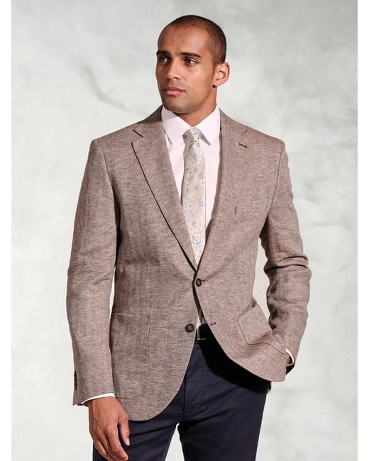 Brook Taverner Natural Herringbone Linen Blend Jacket for men