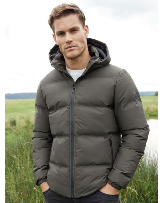 Threadbare Gray Showerproof Hooded Puffer Coat for men