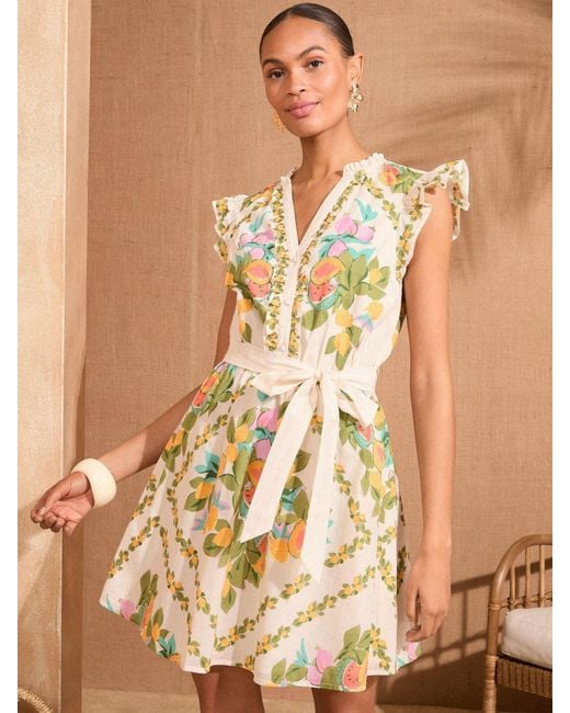 Love & Roses Brown Mini Printed Shirt Dress