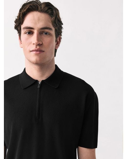 Next N. Premium Relaxed Fit Kurzarm-Strickpolohemd in Black für Herren
