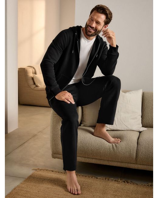 Next Black Open Hem Regular Fit Brushback Joggers for men