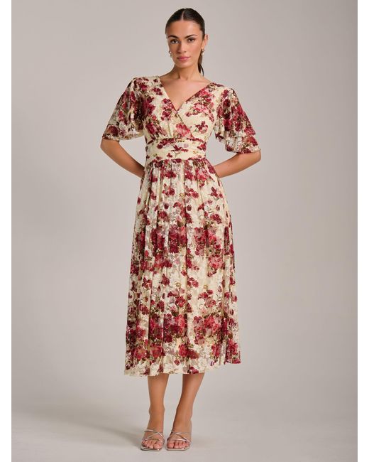 chinese dress ladies Jolie Moi Long Sleeve Printed Midi Dress, Pink