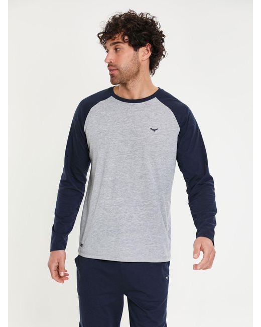 Threadbare Blue Blend Long Sleeve Pyjamas Set for men