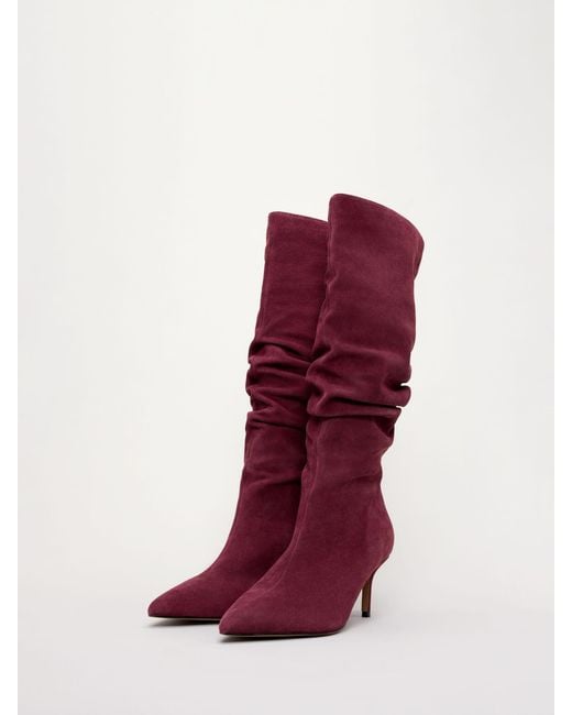 Phase Eight Red Suede Knee High Boots