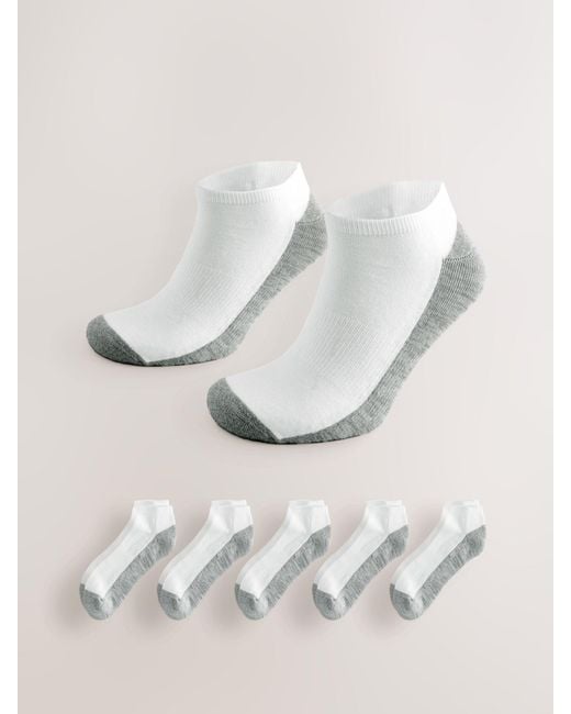 Next White Cushioned Trainers Socks 5 Pack for men