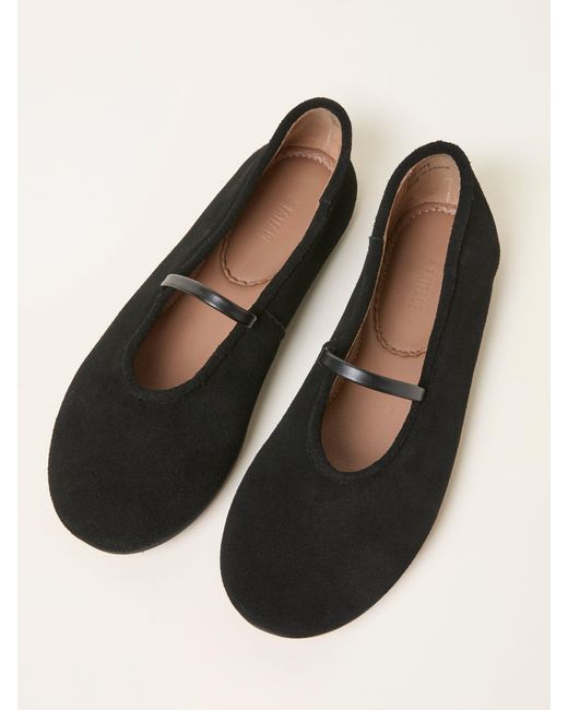 FatFace Black Fatface Suede Round Toe Ballerina Flats