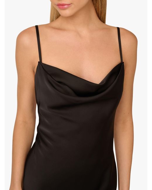 Adrianna Papell Black Adrianna By Stretch Satin Long Dress