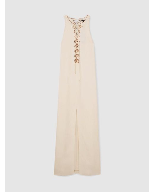 Reiss White Athene Atelier Satin Crepe Cut-Out Maxi Dress