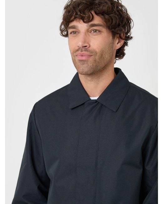 Threadbare Blue Showerproof Collared Longline Mac Jacket for men