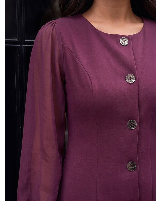 Roman Purple Petite Button Dress