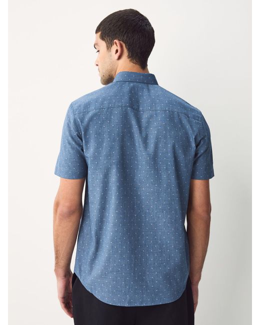 Next Blue Regular Fit Short Sleeve Embroided Print Smart Shirt for men