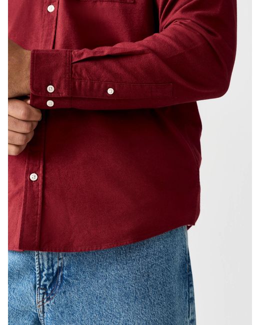 Next Red Soft Touch Oxford Long Sleeve Shirt for men