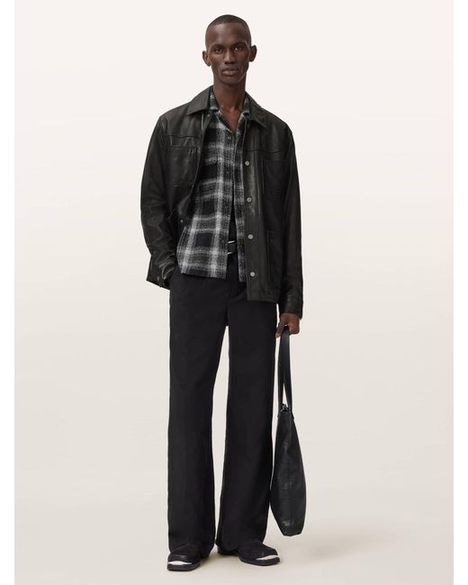 AllSaints Black Allsaints Teshio Long Sleeve Shirt for men