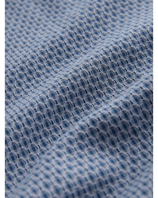 Next Blue Regular Fit Regular Fit Cotton Rich Trimmed Textured Short Sleeve Smart Shirt for men