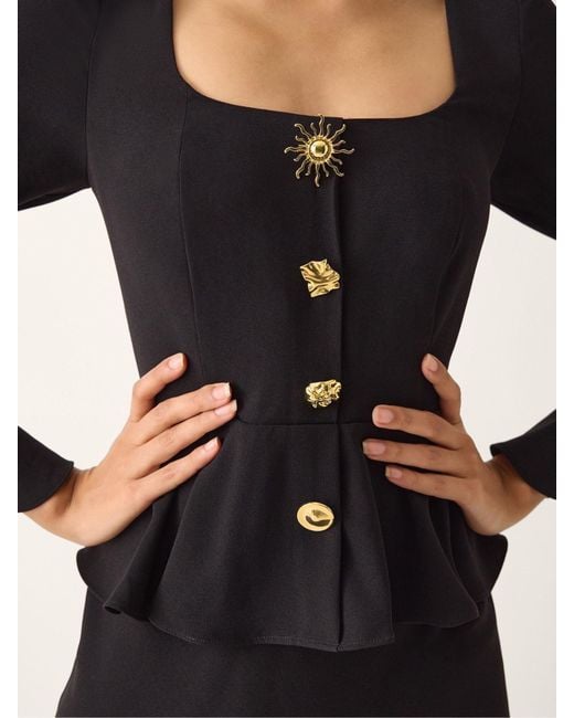Monsoon Black Willow Statement Button Midi Dress