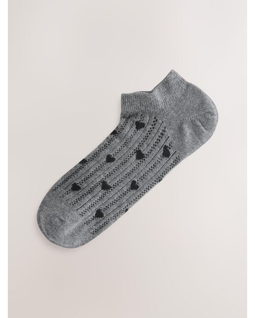 Next Gray Textured Heart Pattern Trainer Socks 4 Pack