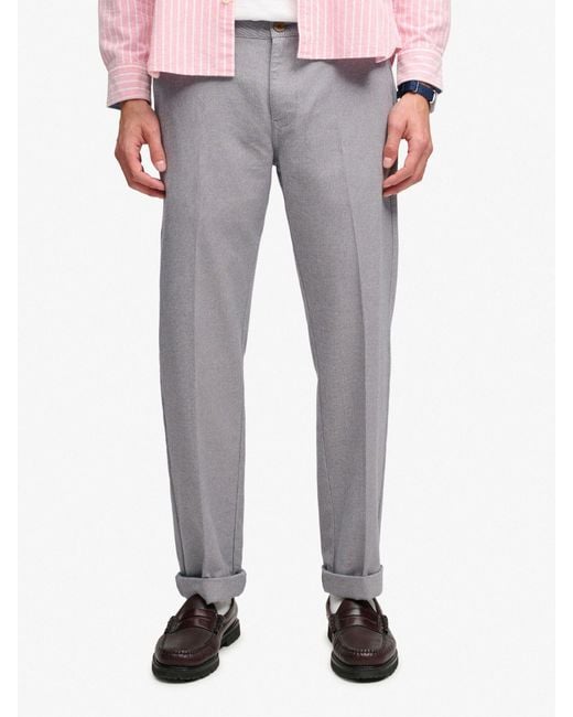 Superdry Gray Premium Textured Regular Chinos for men