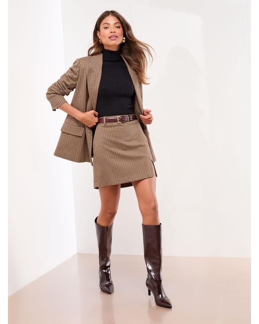 Lipsy Brown Mini Split Side Skirt
