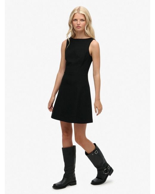 Superdry Scoop Neck Mini Dress in Black | Lyst