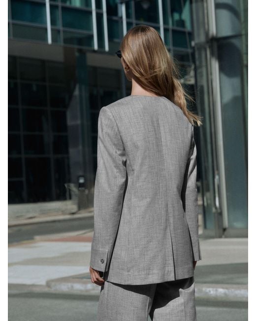 Next Gray Light Tailored Collarless Jacket