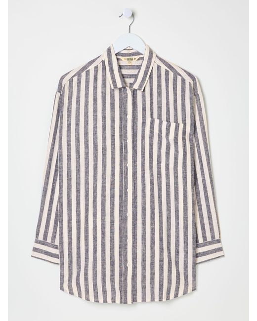 FatFace White Fatface Beachwear Stripe Longline Shirt
