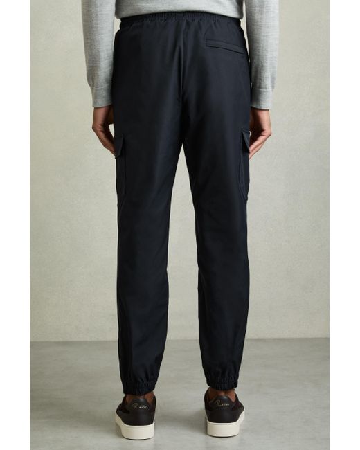 Reiss Blue Technical Cargo Drawstring Trousers for men