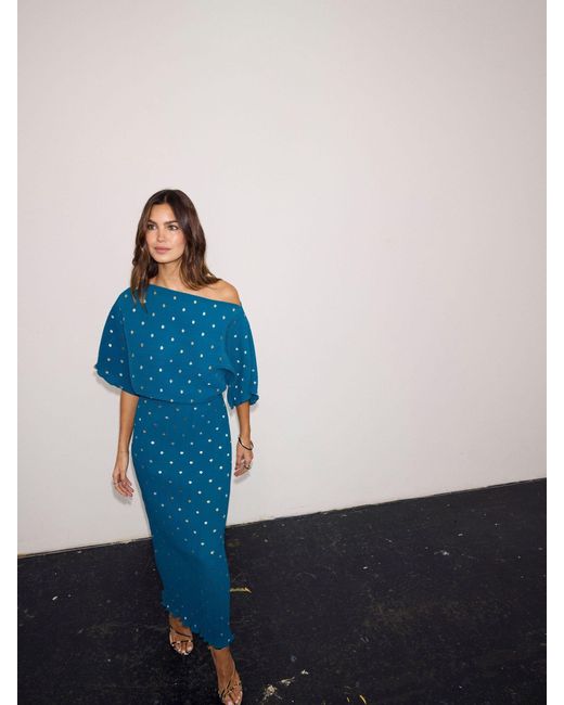 Never Fully Dressed Petite Plisse Tilly Dress in Blue | Lyst