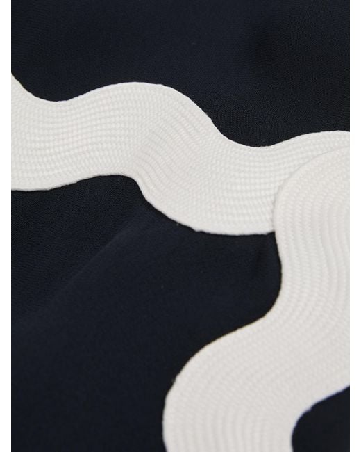 Reiss Blue Wave Trim Crepe Midi Dress