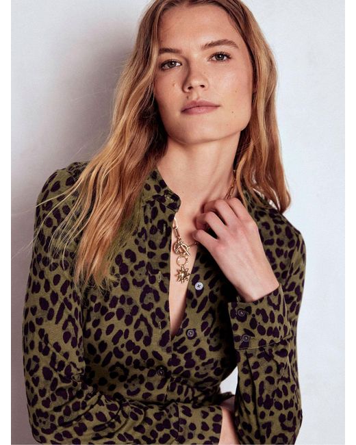 Boden Brown Marcia Jersey Shirt Dress