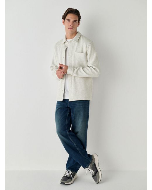 Next Linear Texture Popper Shacket in Natural für Herren