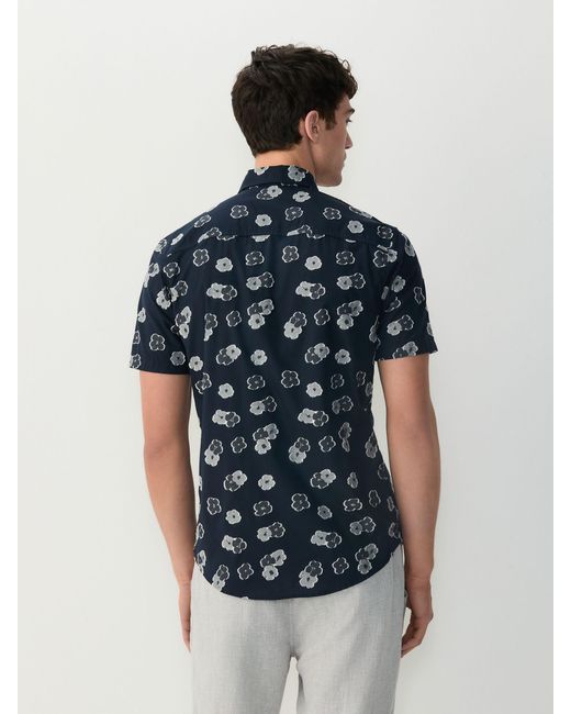 Next Blue Regular Fit Print Short Sleeve Shirt for men