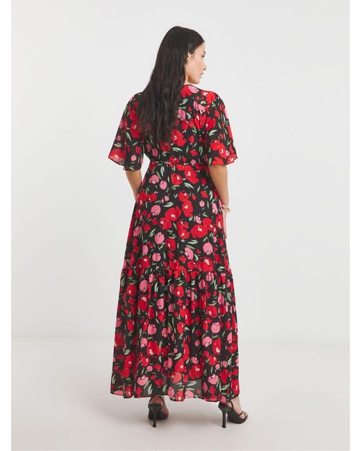 Simply Be Red Wrap Midi Dress