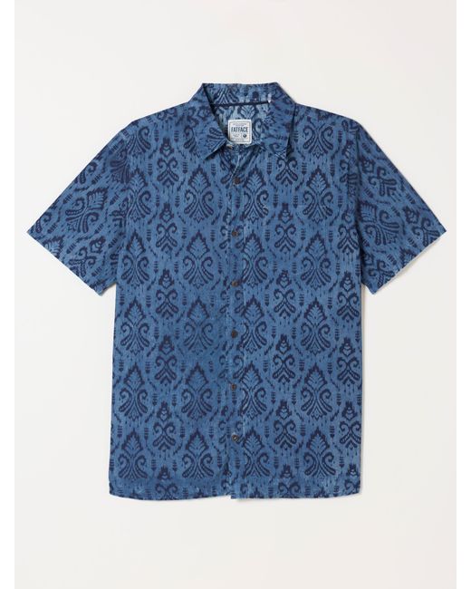 FatFace Blue Fatface Short Sleeve Indian Hand Printed Kalamkari Shirt for men