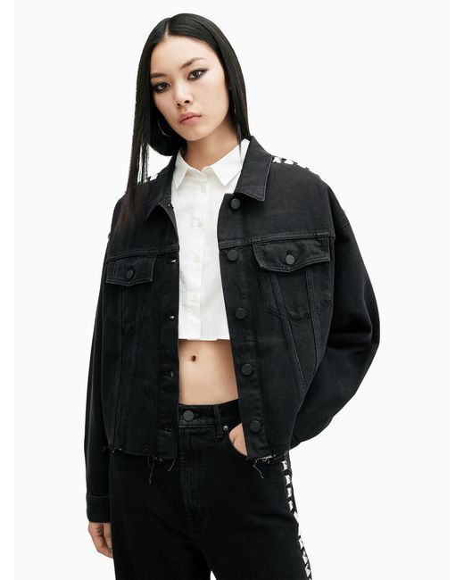 AllSaints Black Allsaints Piper Stud Shacket